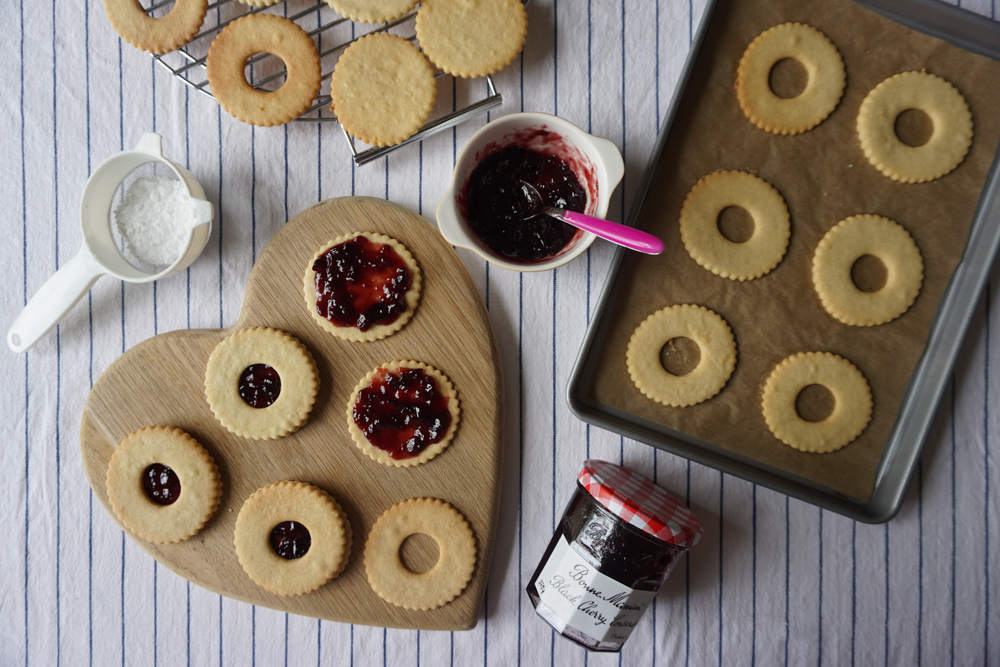 Cherry Linzer Biscuits