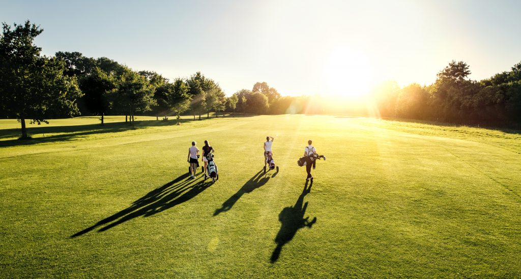 playing golf